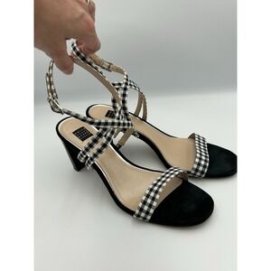 Whitehouse Black Market High Heels Gingham Strap Shoes Woman's 9.5‎